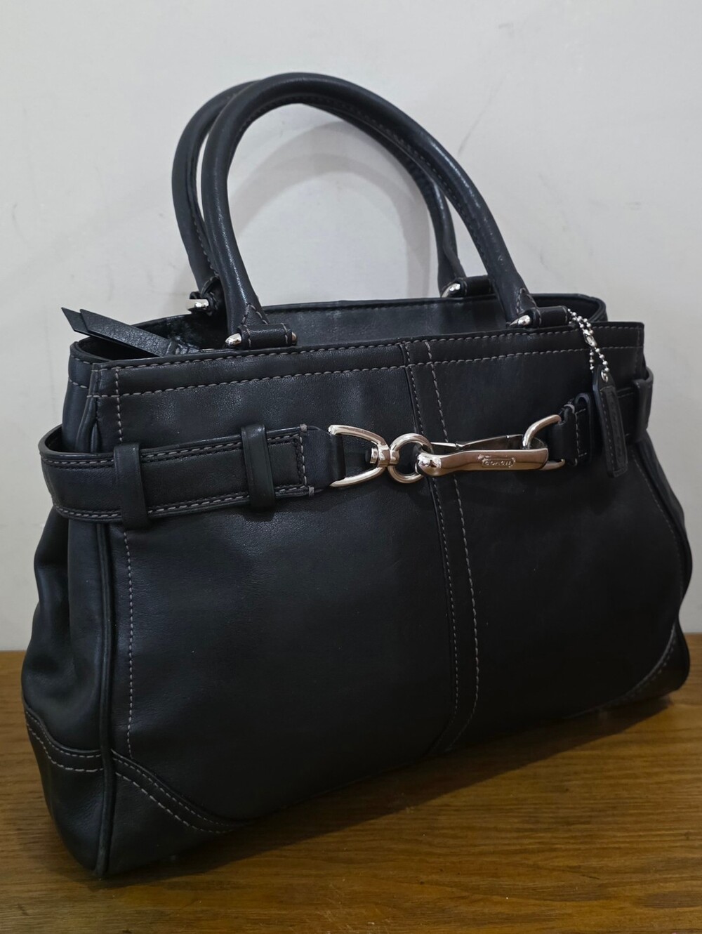 Vintage Coach black leather Satchel Bag